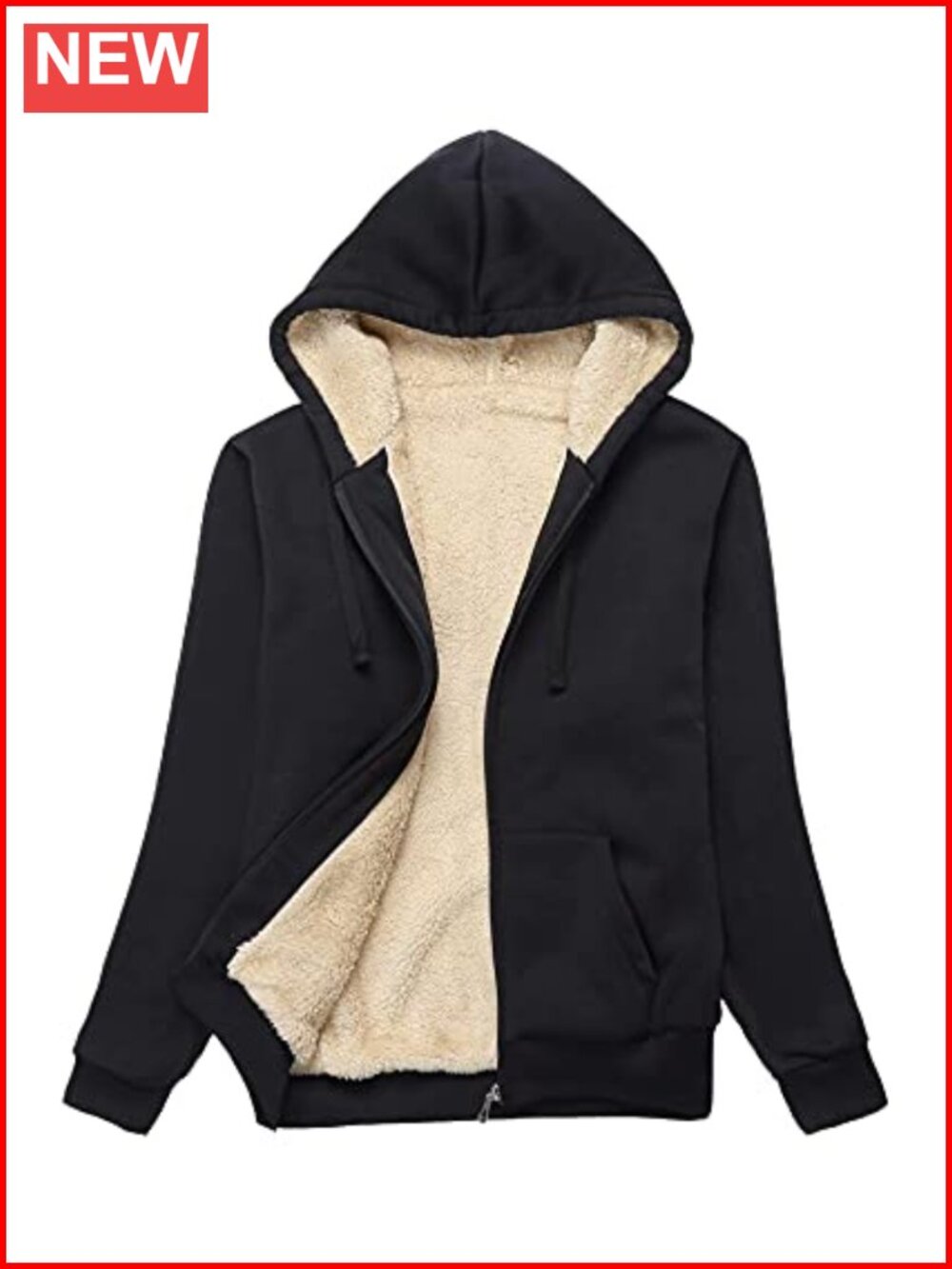 Sherpa Lined Fleece Hoodie Full Zip Sweatshirt